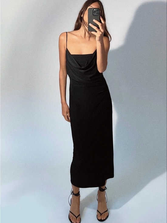 Zara Dresses & Skirts - NWT Zara Strappy Fluid Crepe Dress Black